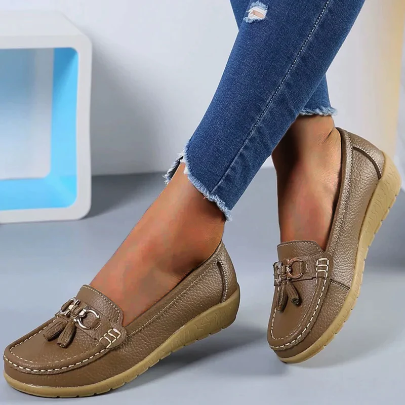 Women Flats Shoes Leather Breathable Moccasins