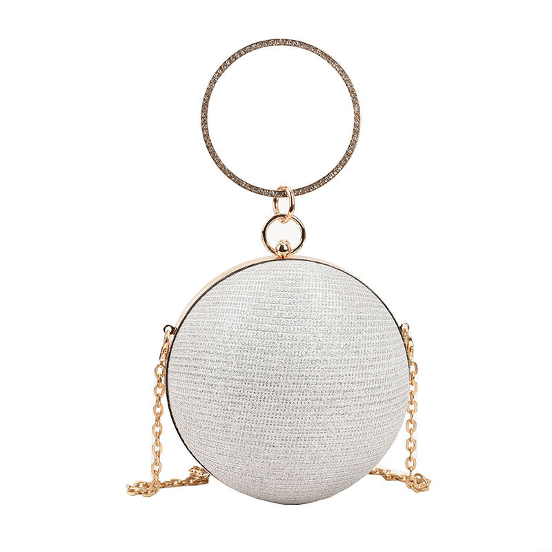 Circular Ring Portable Evening Bags Metal Sliver Round Ball Handbags For Lipstick Elegant Luxury Clutch Purse Wedding Wallets