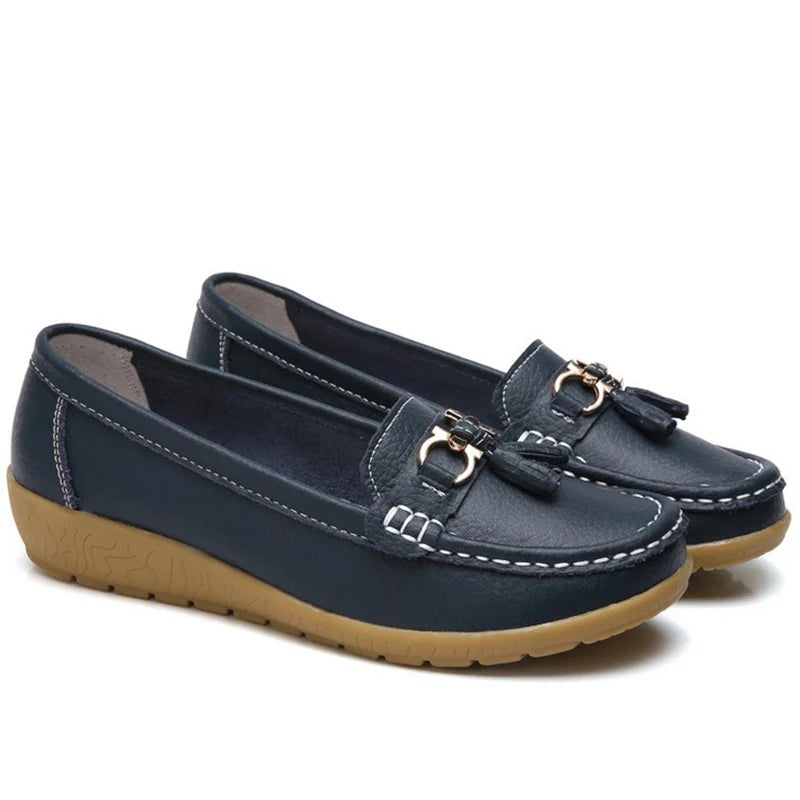 Women Flats Shoes Leather Breathable Moccasins