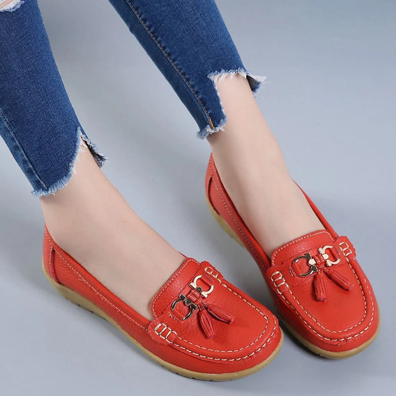 Women Flats Shoes Leather Breathable Moccasins