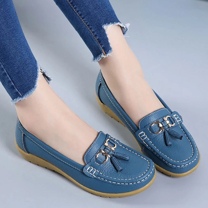 Women Flats Shoes Leather Breathable Moccasins