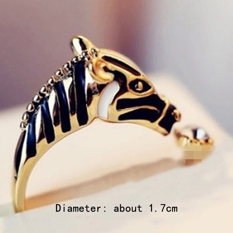 Hot Sale Women Fashion Zebra Horse Head Adjustable Index Finger Opening Ring Characteristic Jewelry RING