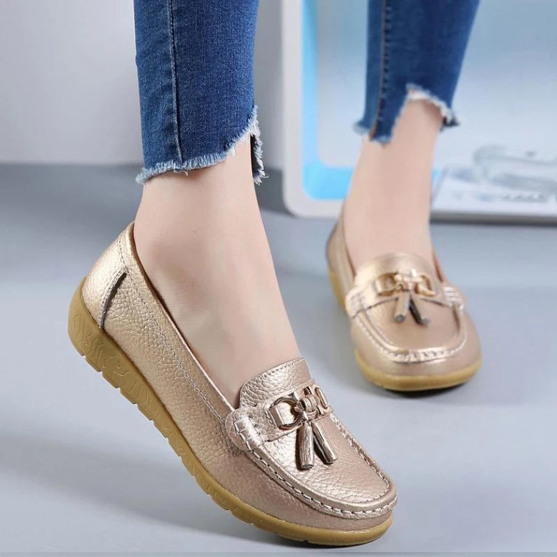 Women Flats Shoes Leather Breathable Moccasins