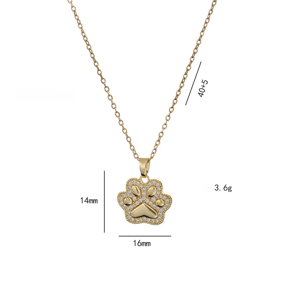 Sweet Cute Cat's-claw Pendant Necklaces for Women Girls Stainless Steel Trendy Romantic Jewelry Accessories Gifts