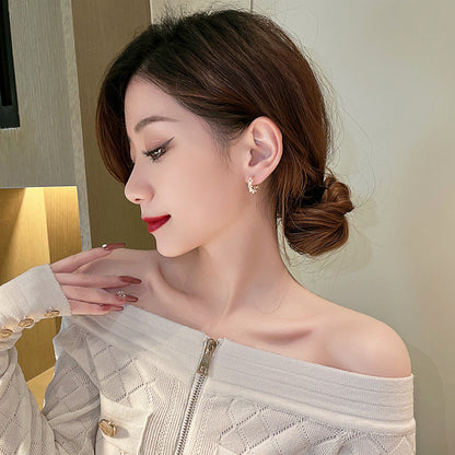 Korean New Simple Temperament Circle Pearl Earrings Fashion Small Versatile Earrings Women's Jewelry