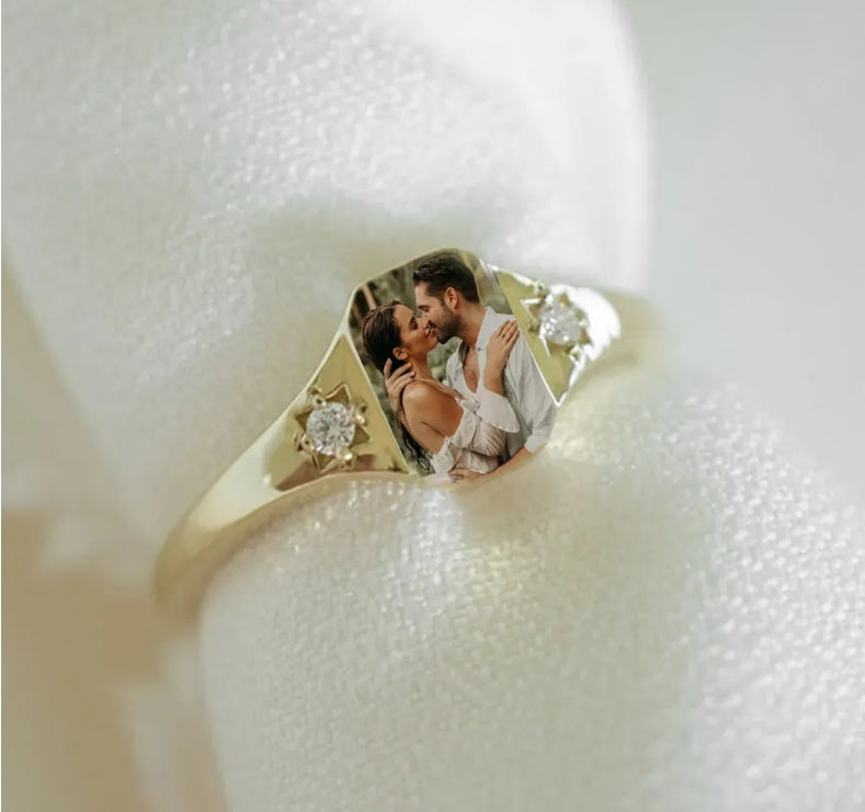 Personalized Birthstone Photo Ring