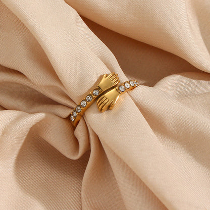 Gold hug Ring with both hands