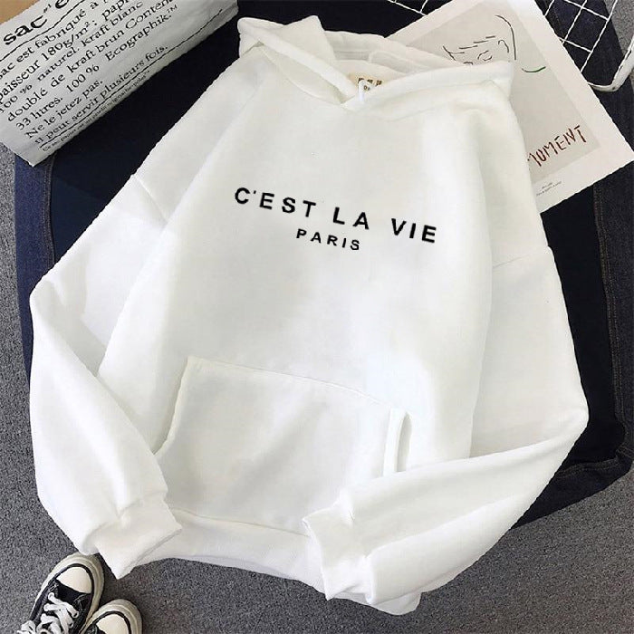 letter print new hooded sweater women's spring long-sleeved lazy style loose hooded top