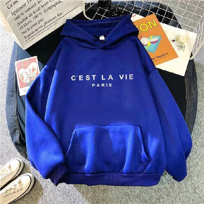 letter print new hooded sweater women's spring long-sleeved lazy style loose hooded top