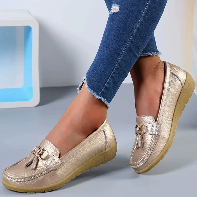Women Flats Shoes Leather Breathable Moccasins