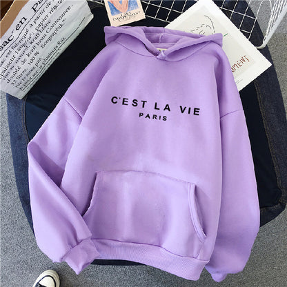 letter print new hooded sweater women's spring long-sleeved lazy style loose hooded top
