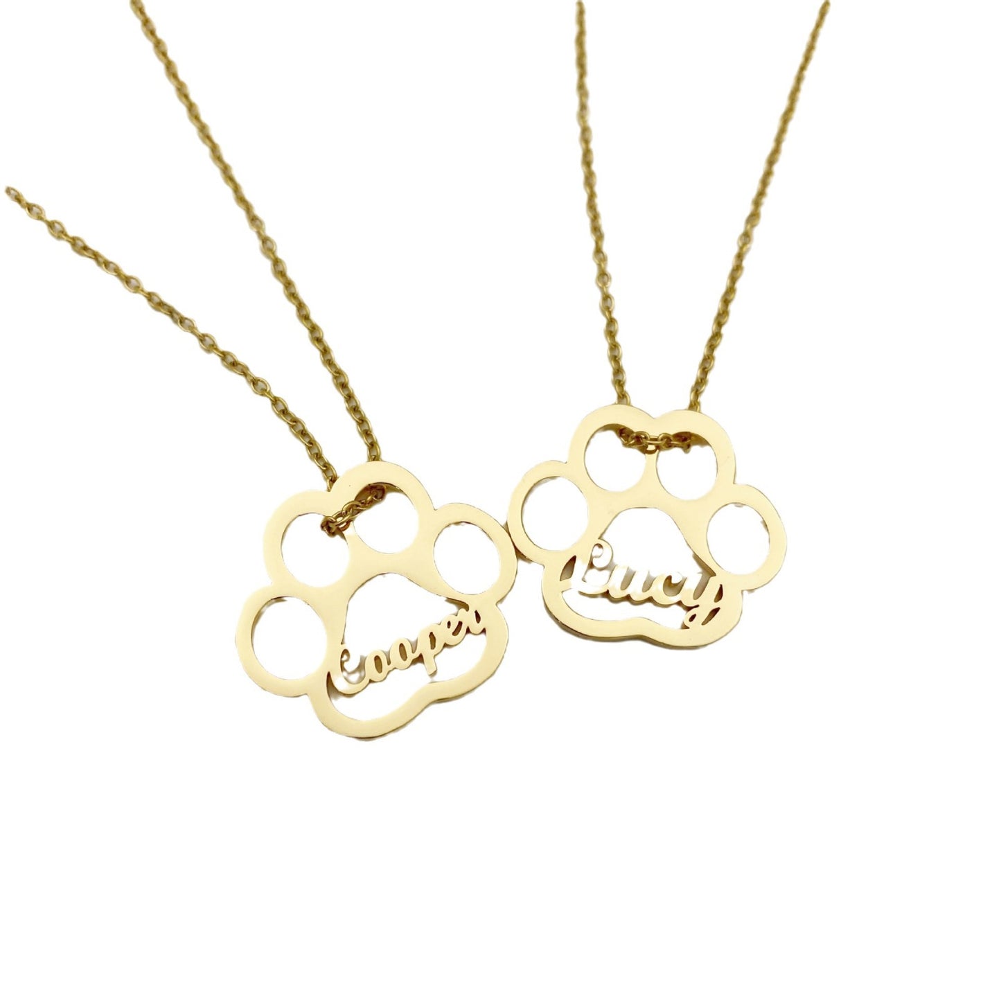 Personalized Name Necklace Dog Paw Necklace Personalized Dog Necklace Paw Print Initial Bone Pet