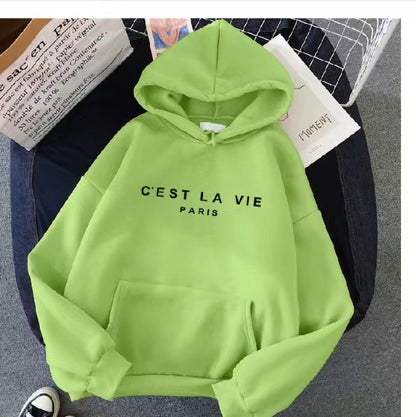 letter print new hooded sweater women's spring long-sleeved lazy style loose hooded top