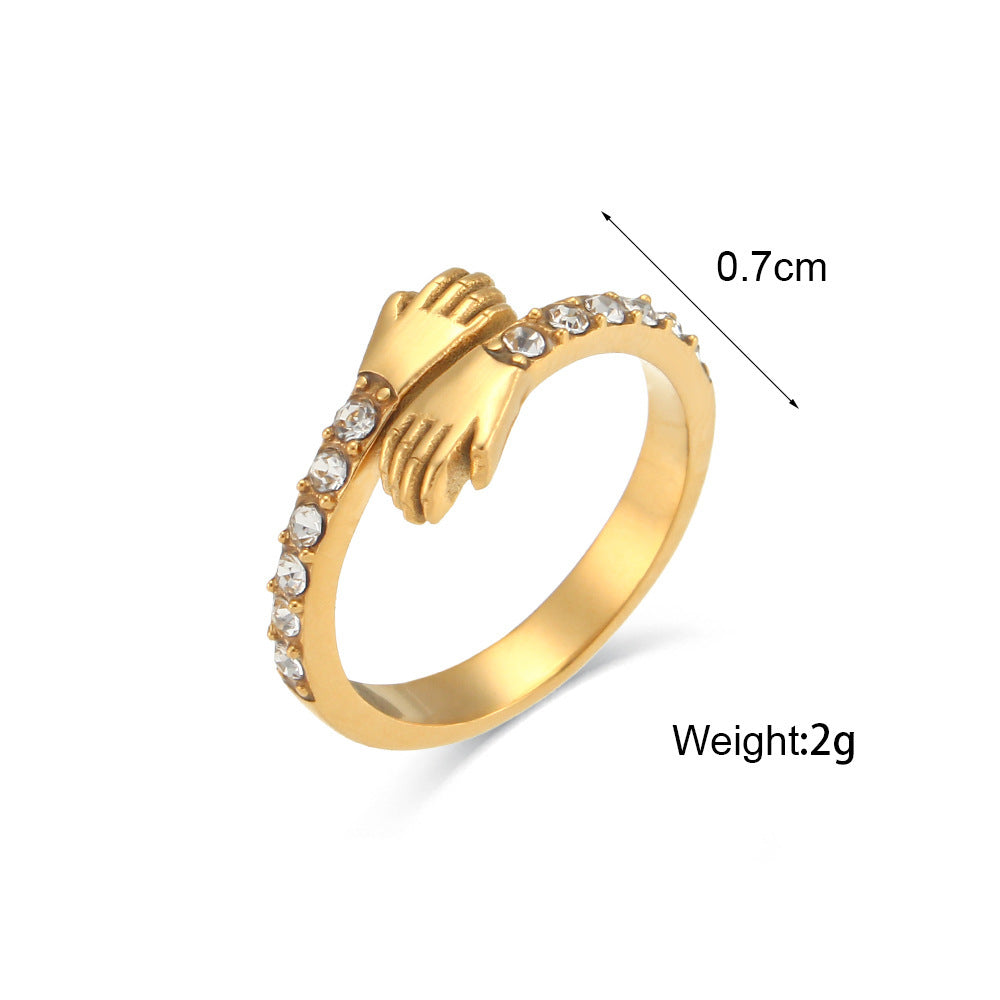 Gold hug Ring with both hands