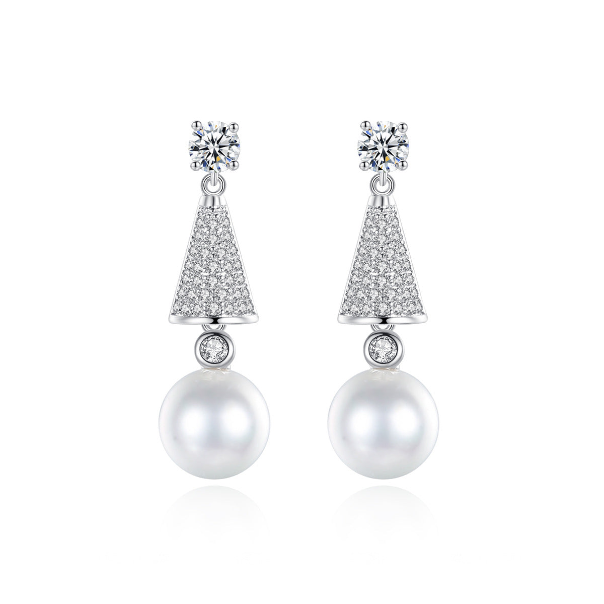 Korean popular pearl earrings AAA zircon nail set Korean pearl earrings earrings for women