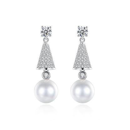 Korean popular pearl earrings AAA zircon nail set Korean pearl earrings earrings for women