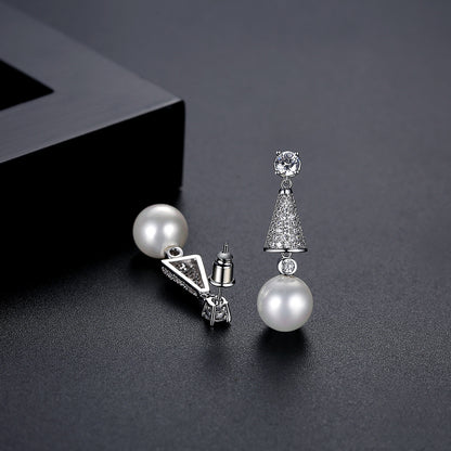 Korean popular pearl earrings AAA zircon nail set Korean pearl earrings earrings for women