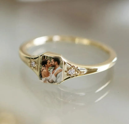 Personalized Birthstone Photo Ring