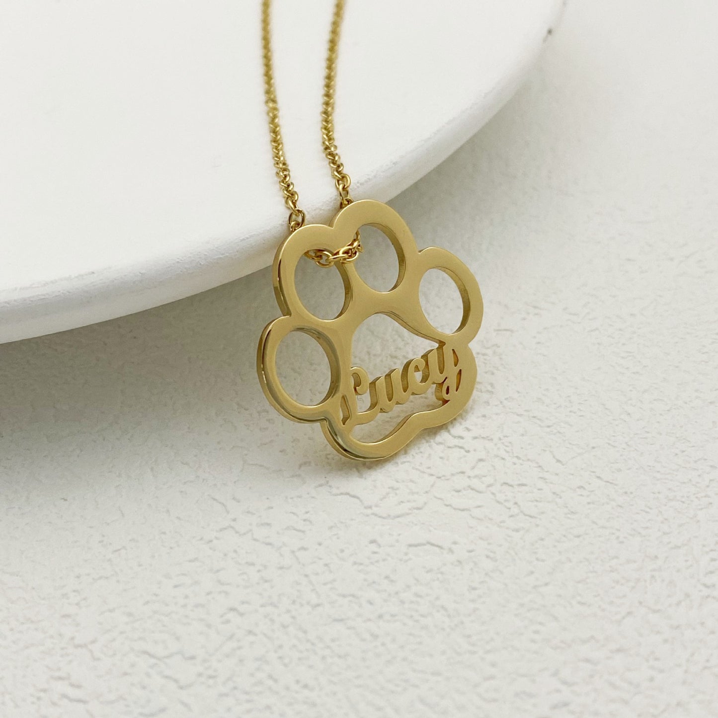 Personalized Name Necklace Dog Paw Necklace Personalized Dog Necklace Paw Print Initial Bone Pet