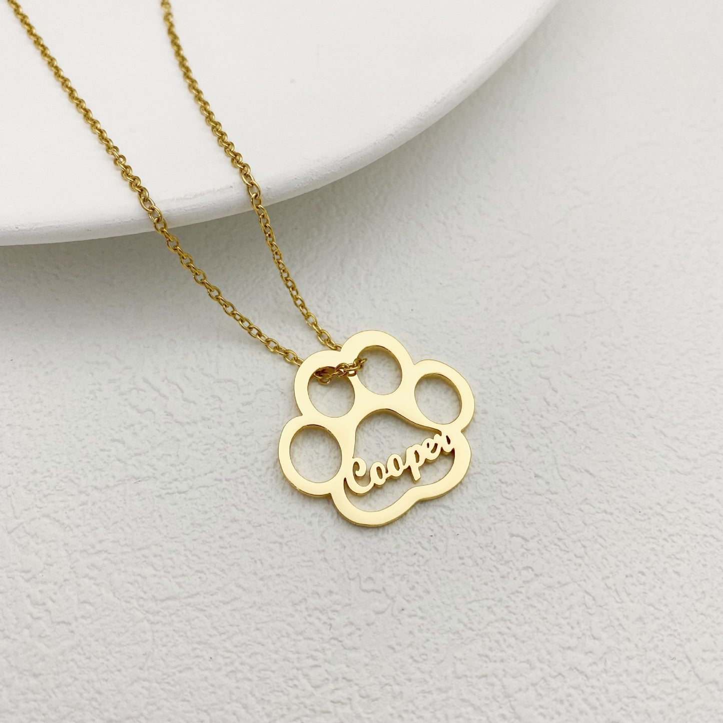 Personalized Name Necklace Dog Paw Necklace Personalized Dog Necklace Paw Print Initial Bone Pet