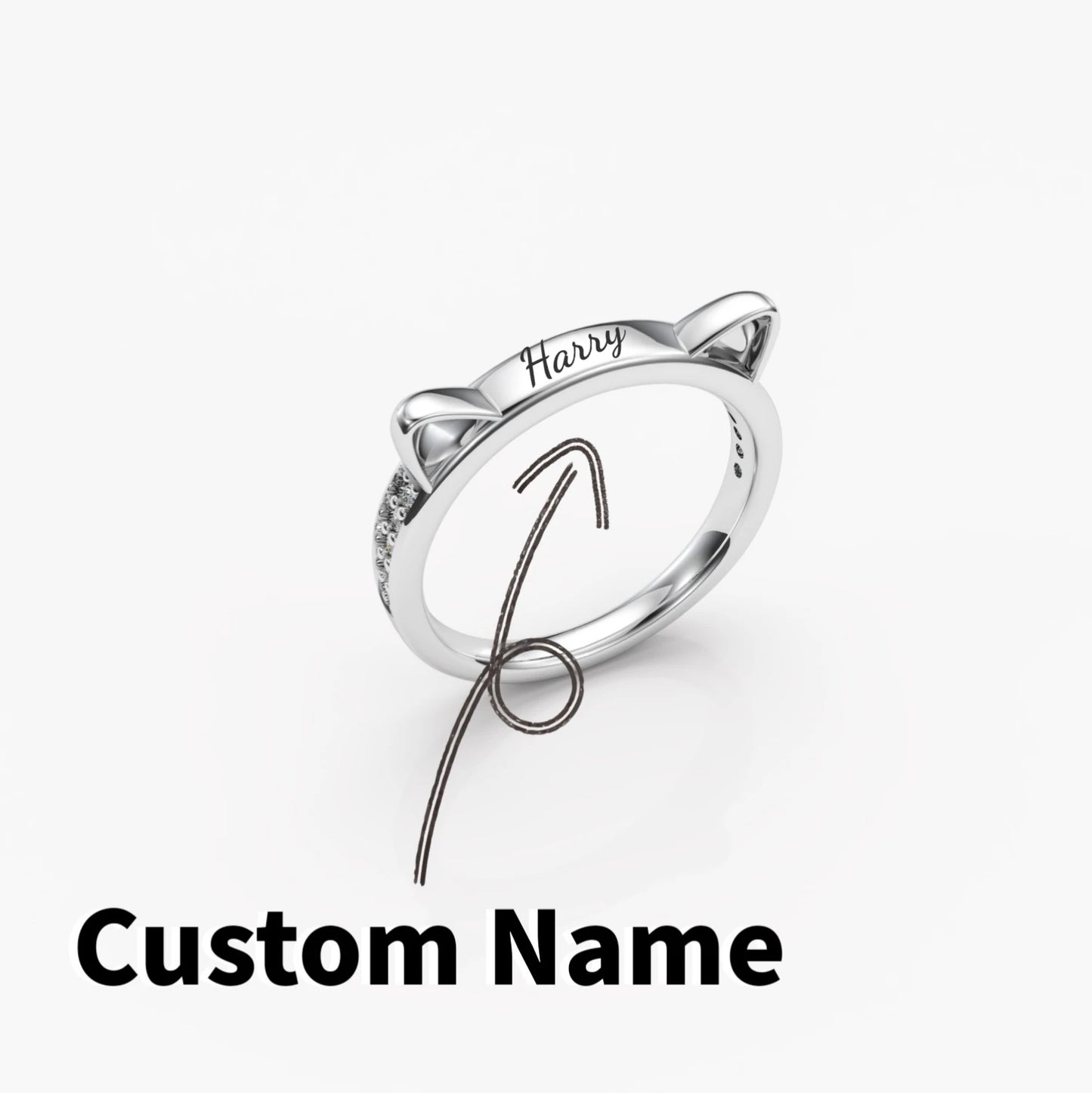 925 Silver Personalized Pet Name Ring Dog Bone Name Rings Cat Name Ring Finger Rings Custom Gold Plated Jewelry For Women Gift