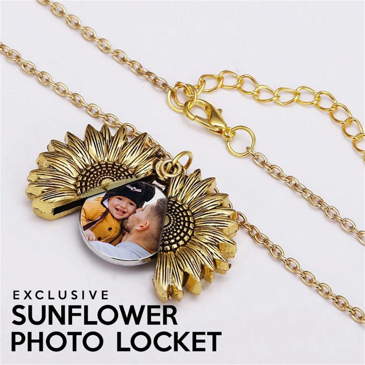 Personalized Sunflower Photo Locket Necklace Custom Picture Open Locket Sunflower Pendant Boho Jewelry Friendship Gifts