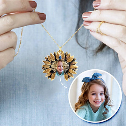 Personalized Sunflower Photo Locket Necklace Custom Picture Open Locket Sunflower Pendant Boho Jewelry Friendship Gifts
