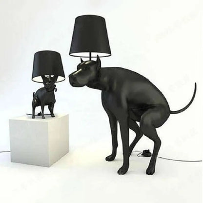 Simple Art Resin Cloth Cover Big Dog LED Floor Lamp Living Room Hotel Club Animal Small Black Dog Table Lamp for Living Room E27