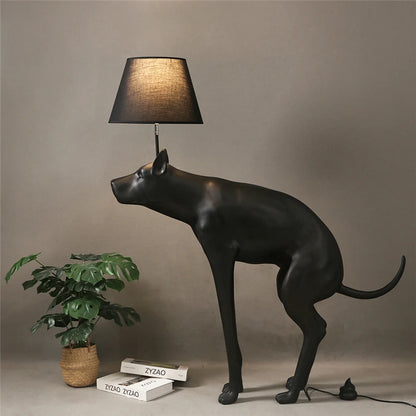 Simple Art Resin Cloth Cover Big Dog LED Floor Lamp Living Room Hotel Club Animal Small Black Dog Table Lamp for Living Room E27