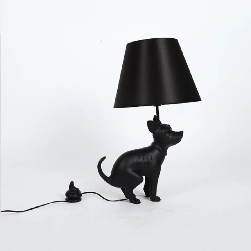 Simple Art Resin Cloth Cover Big Dog LED Floor Lamp Living Room Hotel Club Animal Small Black Dog Table Lamp for Living Room E27