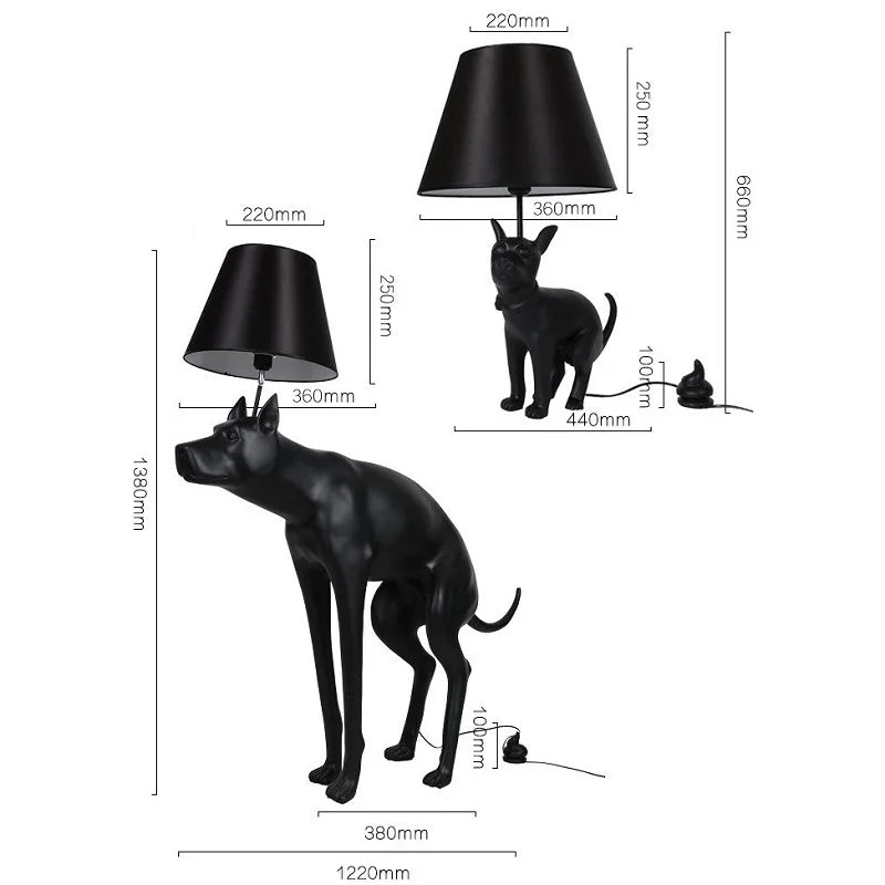 Simple Art Resin Cloth Cover Big Dog LED Floor Lamp Living Room Hotel Club Animal Small Black Dog Table Lamp for Living Room E27