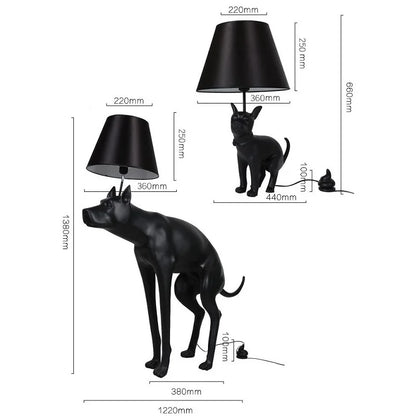 Simple Art Resin Cloth Cover Big Dog LED Floor Lamp Living Room Hotel Club Animal Small Black Dog Table Lamp for Living Room E27