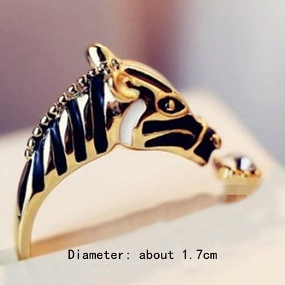 Hot Sale Women Fashion Zebra Horse Head Adjustable Index Finger Opening Ring Characteristic Jewelry  RING