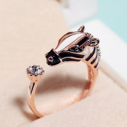 Hot Sale Women Fashion Zebra Horse Head Adjustable Index Finger Opening Ring Characteristic Jewelry  RING