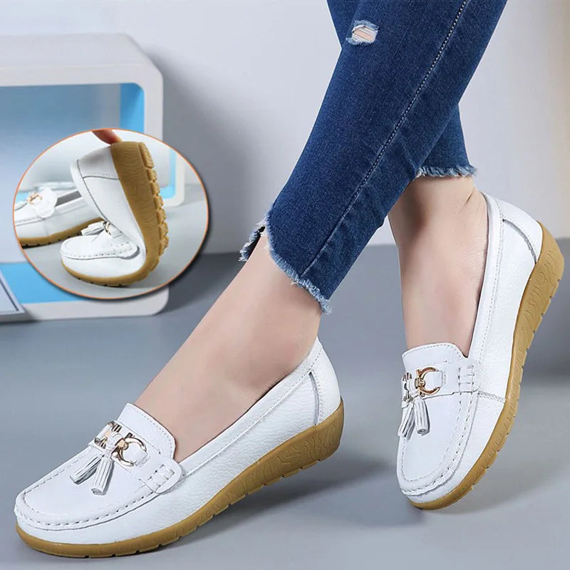 Women Flats Shoes Leather Breathable Moccasins