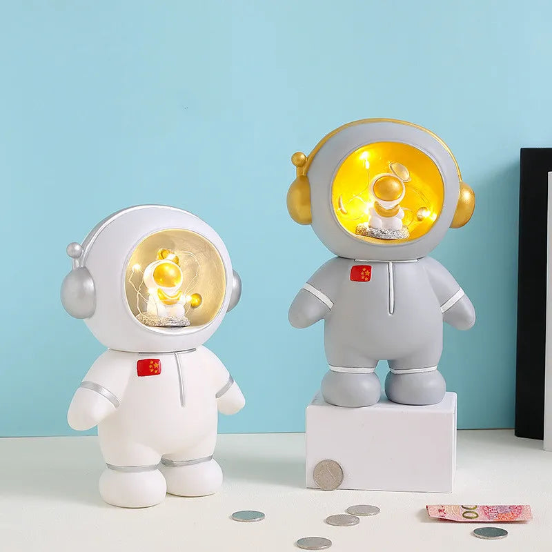 2022 New Cute Ins Astronaut Night Light Spaceman Piggy Bank Bedside Light Bedroom Decoration Night Light Children Birthday Gift