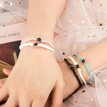 New Personalized Customized Picture Text Male Female Projection Bracelet Christmas Couple Family Memories Preservation Jewelry