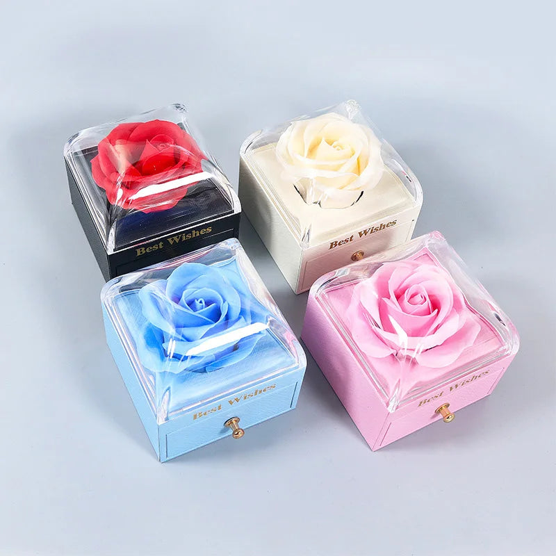 New Rose Flower Jewelry Box for Necklace Pendant Valentine's Day Gift Organizer Plastic Paper Packaging Display Box For Women