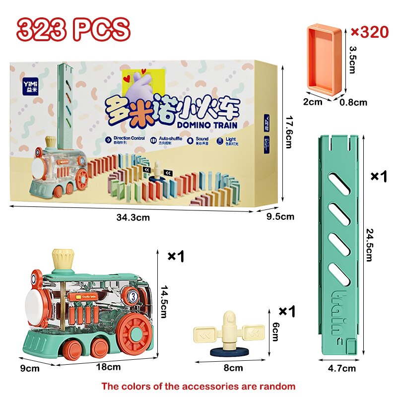 Kids Electric Domino Train Set Automatic Laying Colorful Domino Train with Lighting Sound Effects DIY Toys Kids Birthday Gift