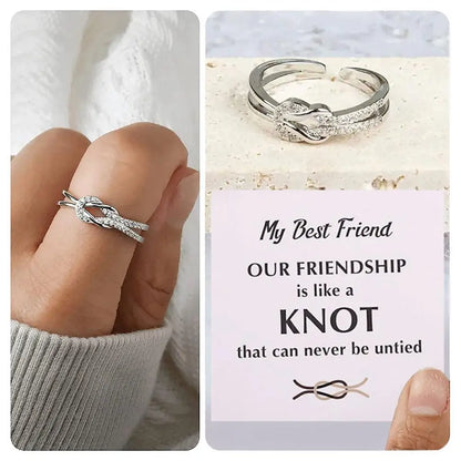 To My Best Friend 'Sisters By Heart' Knot And Heart Warming Message Card Adjustable Open For Women Girls Birthday Gift