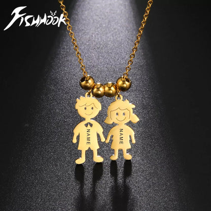 Personalized Necklace Child Kid Mother Mom Custom Chain Product Name Family Christmas Gift For Women Man Stainless Steel Jewelry