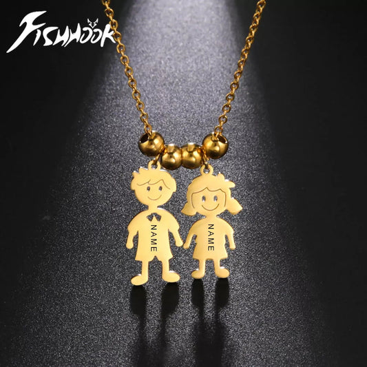 Personalized Necklace Child Kid Mother Mom Custom Chain Product Name Family Christmas Gift For Women Man Stainless Steel Jewelry