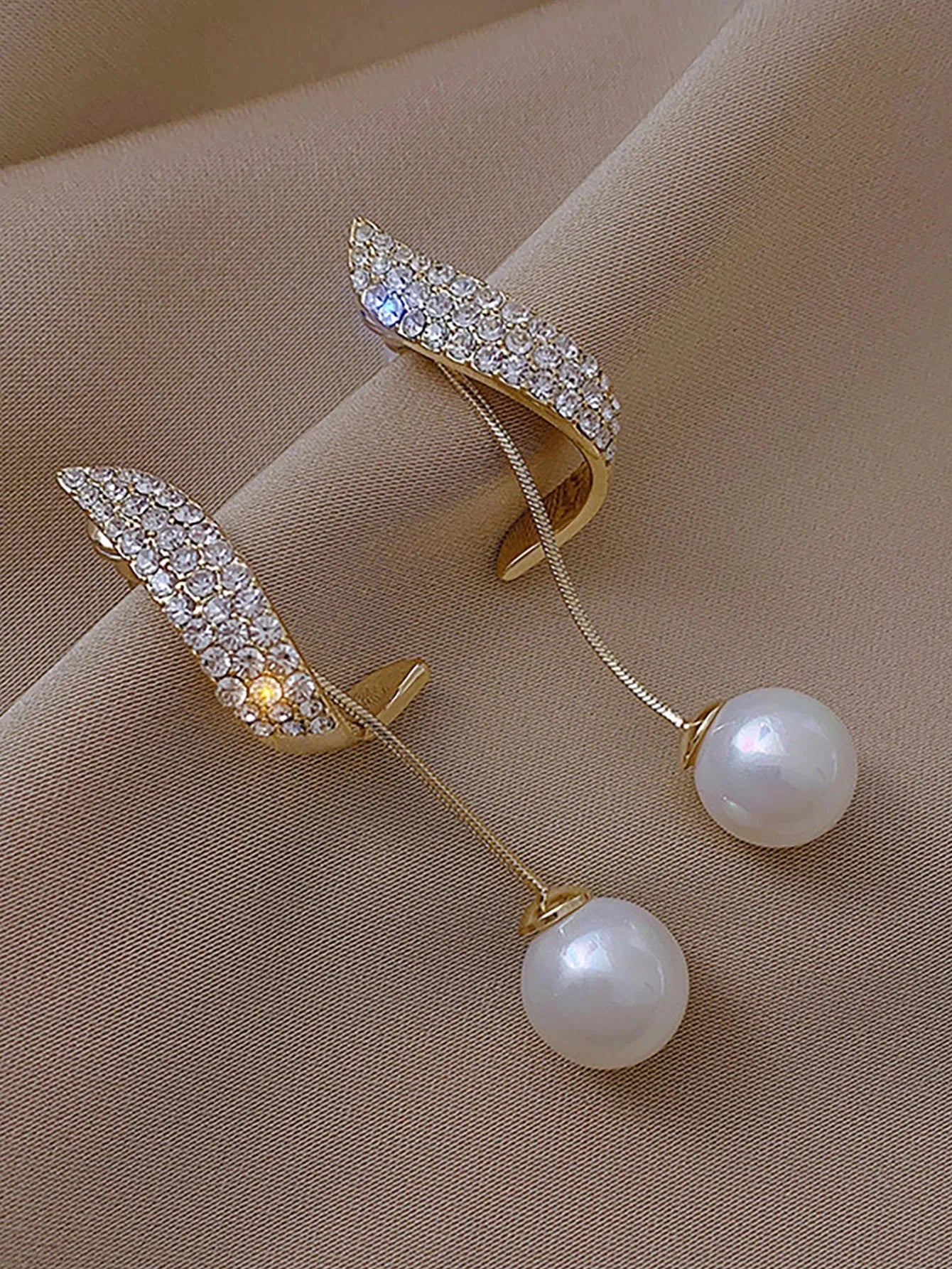 2 Pieces Of Women's Elegant Pearl Tassel Earrings