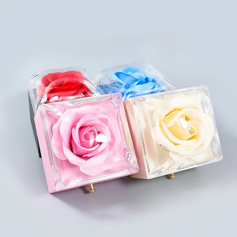 New Rose Flower Jewelry Box for Necklace Pendant Valentine's Day Gift Organizer Plastic Paper Packaging Display Box For Women