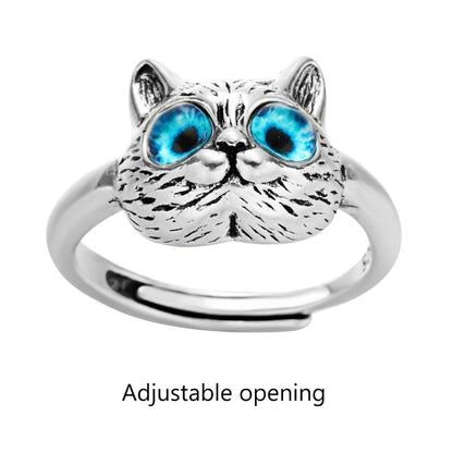 Cat Ring Cute Kitten Animal Ring Open Adjustable Size Finger Ring for Animal Lover Women Teen Girls Birthday Gift