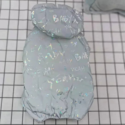 Reflective Clothing for Pets Warm Letter Printing Silve Color Four-legged Pet Waterproof Small and Medium Dog Winter Jumpsuits