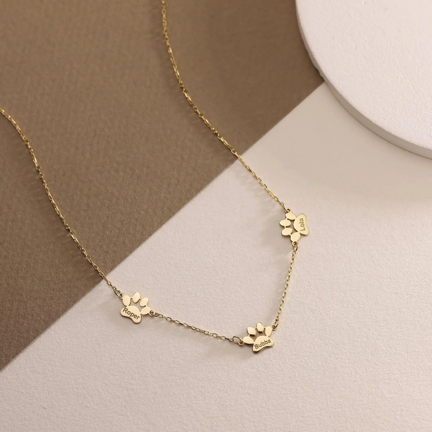 Paw Print Name Necklace Personalized Tiny Dog Paw Necklace Minimalist Paw Pendants Pet Necklace Personalized Family Jewelry