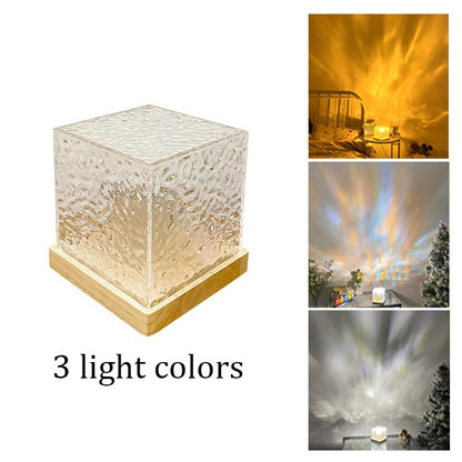 Crystal Lamp Water Ripple Projector Night Light Decoration Home Houses Bedroom Aesthetic Atmosphere Holiday Gift Sunset Lights