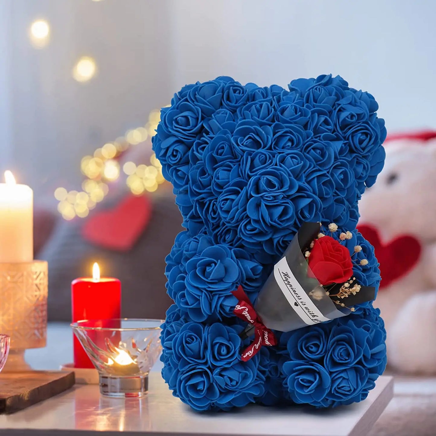 Mothers Day Gift  25cm Rose Bear In Gift Box For Valentine's Day Gift Birthday Present For Wedding Party