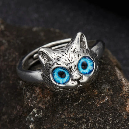 Cat Ring Cute Kitten Animal Ring Open Adjustable Size Finger Ring for Animal Lover Women Teen Girls Birthday Gift